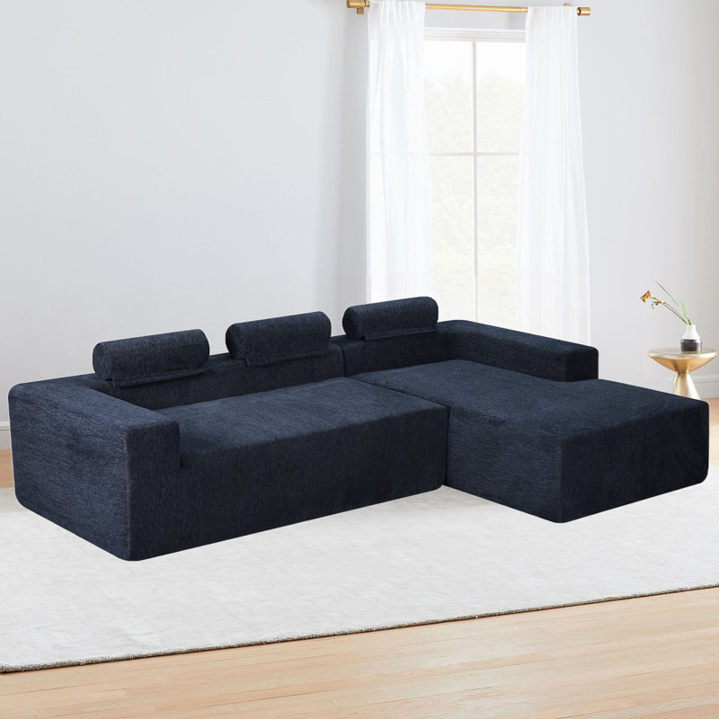 Lorett 2 Piece Upholstered Sectional Dark Blue